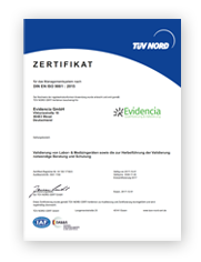 Zertifikat Evidencia GmbH